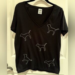 PINK Victoria's Secret Black Tee with Rhinestones